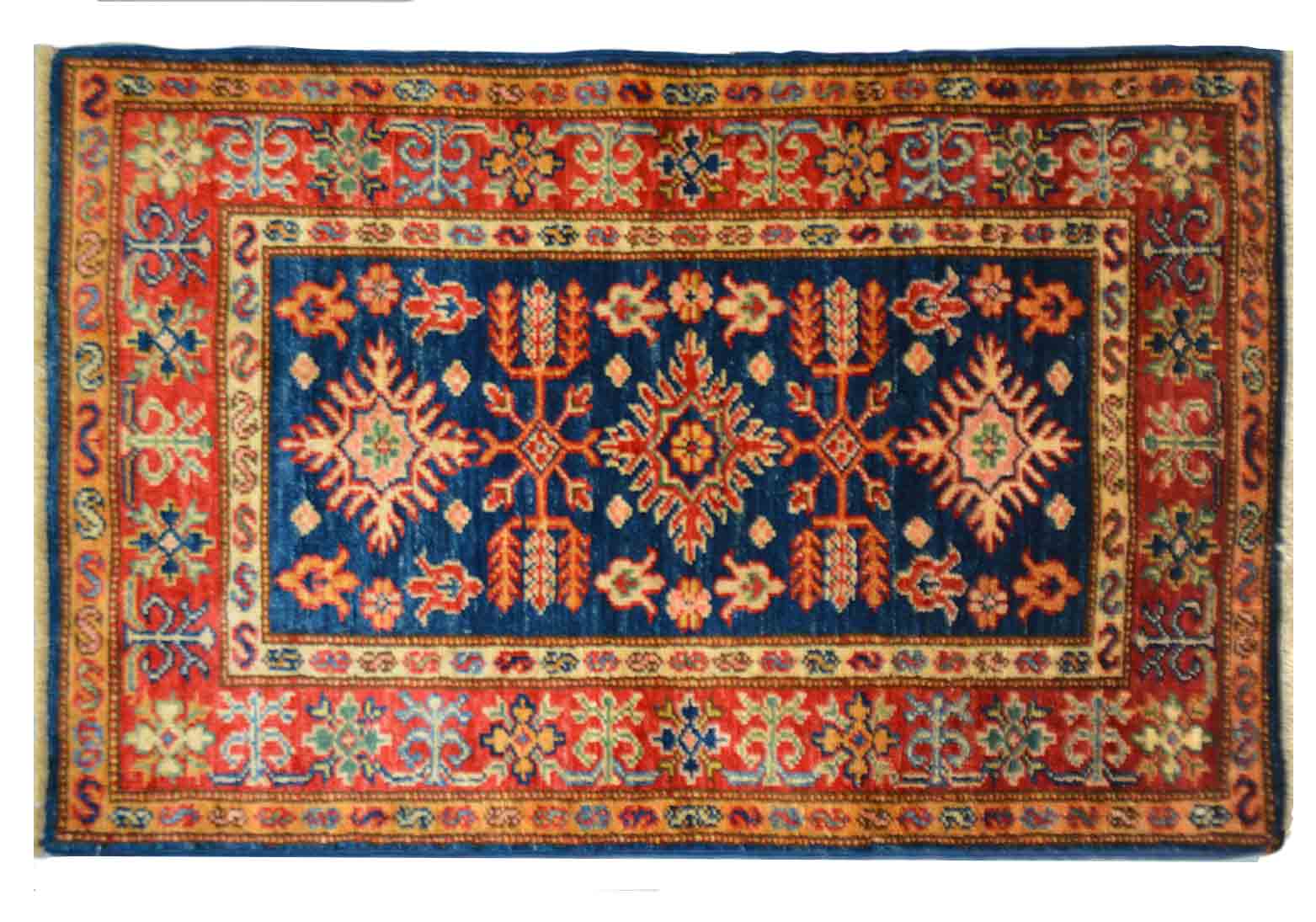 Navy blue Small Hand knotted wool rug Super Kazak Rug 2x3 Small rug Decorative Rug Oriental rug Kitchen Rug 3.0 x 2.2 Ft Bathroom Rug